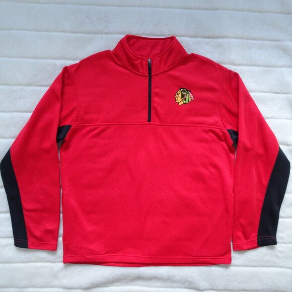 Knights Apparel NHL Men's Chicago Blackhawks Sweatshirt Pullover 1/4 Zip Large - Picture 1 of 10